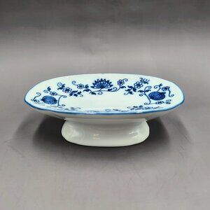 Vintage Rossini Vienna Blue Onion Porcelain Raised Soap Dish Trinket Japan